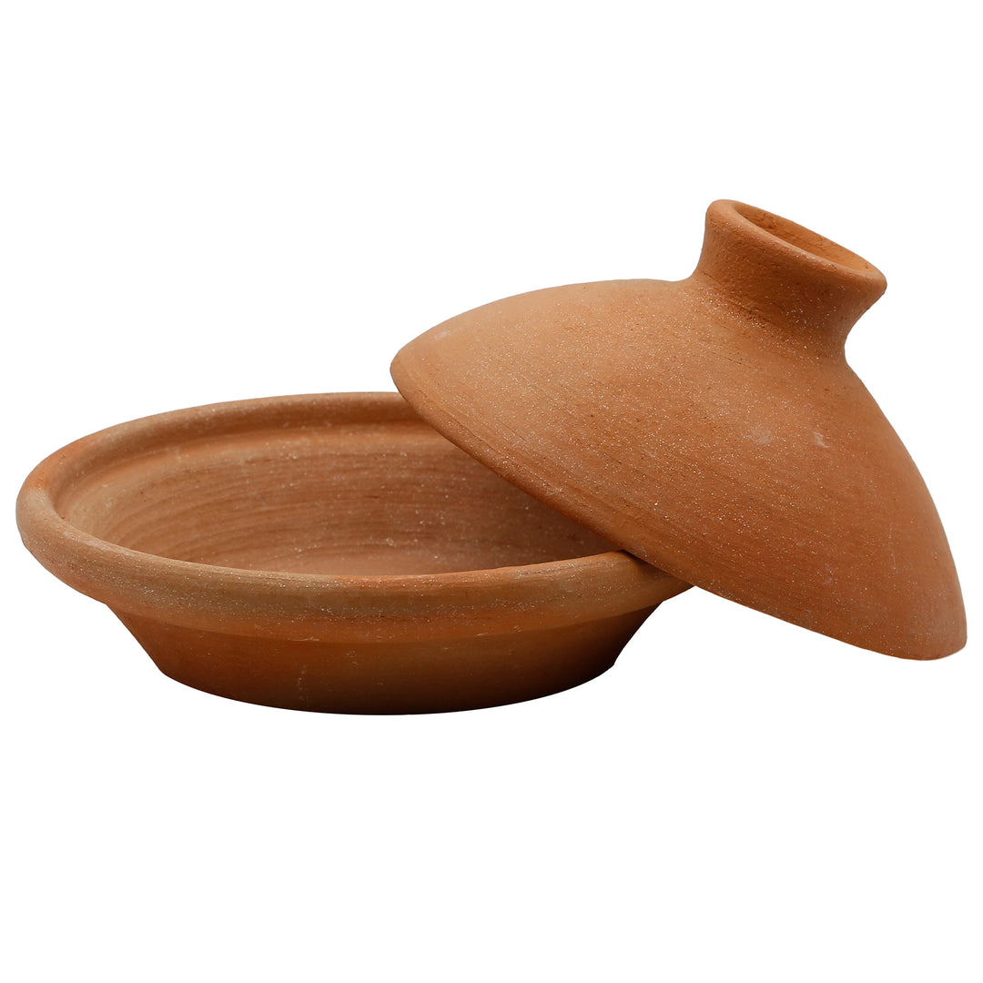 Schmortopf Tagine 20 cm aus Natur Ton und Lehmerde, unglasiert als traditioneller Schmortopf
