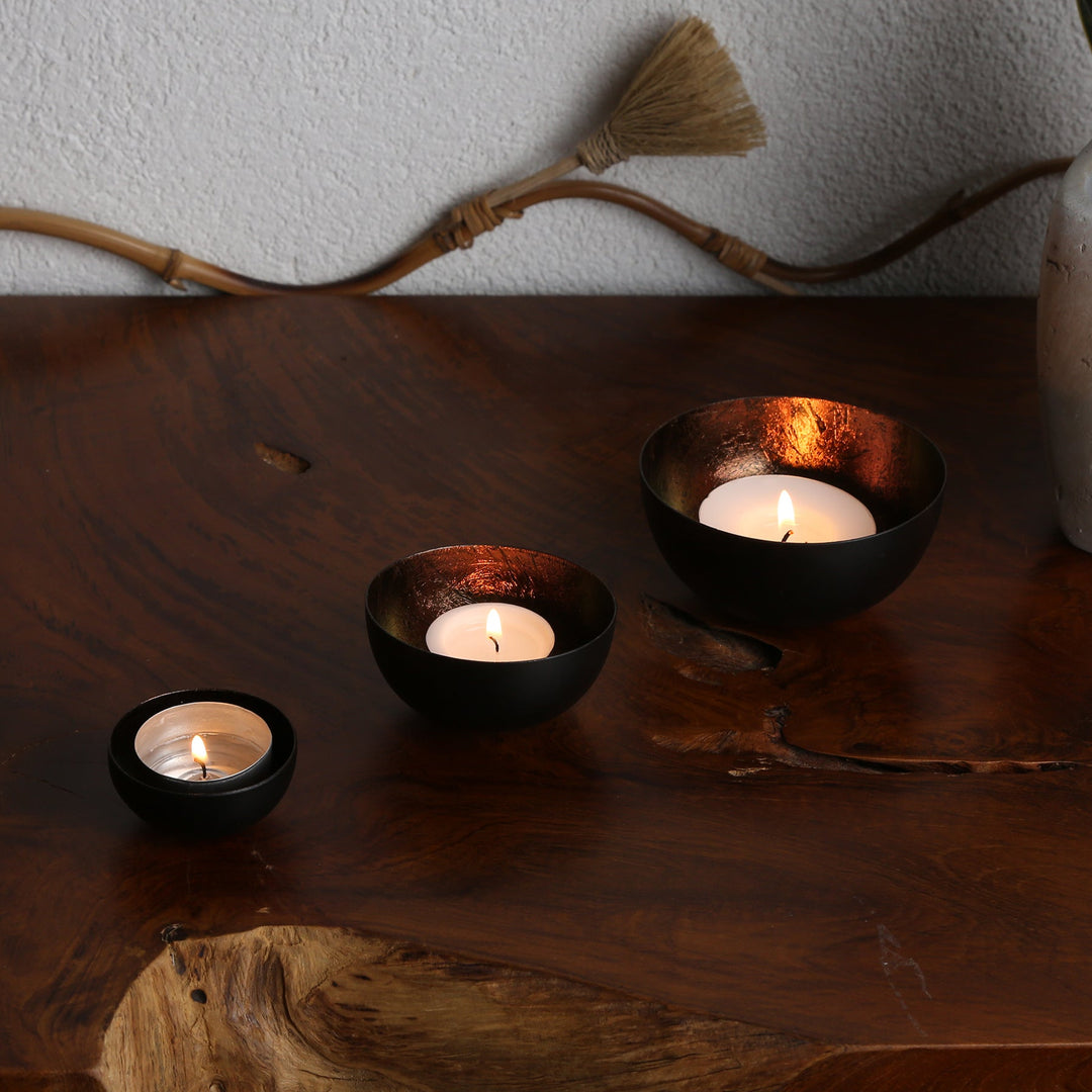 3er Set Teelichthalter Meo Braun