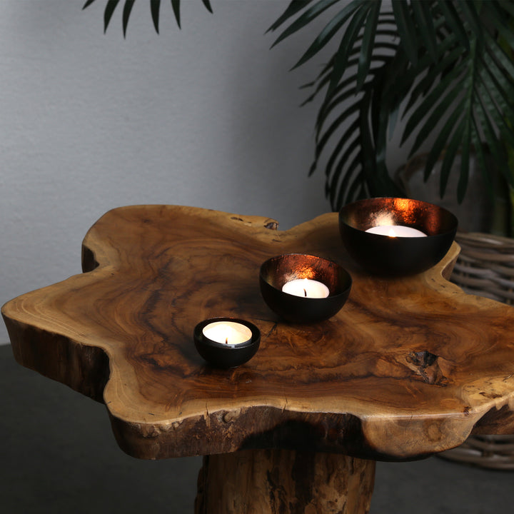 3er Set Teelichthalter Meo Braun