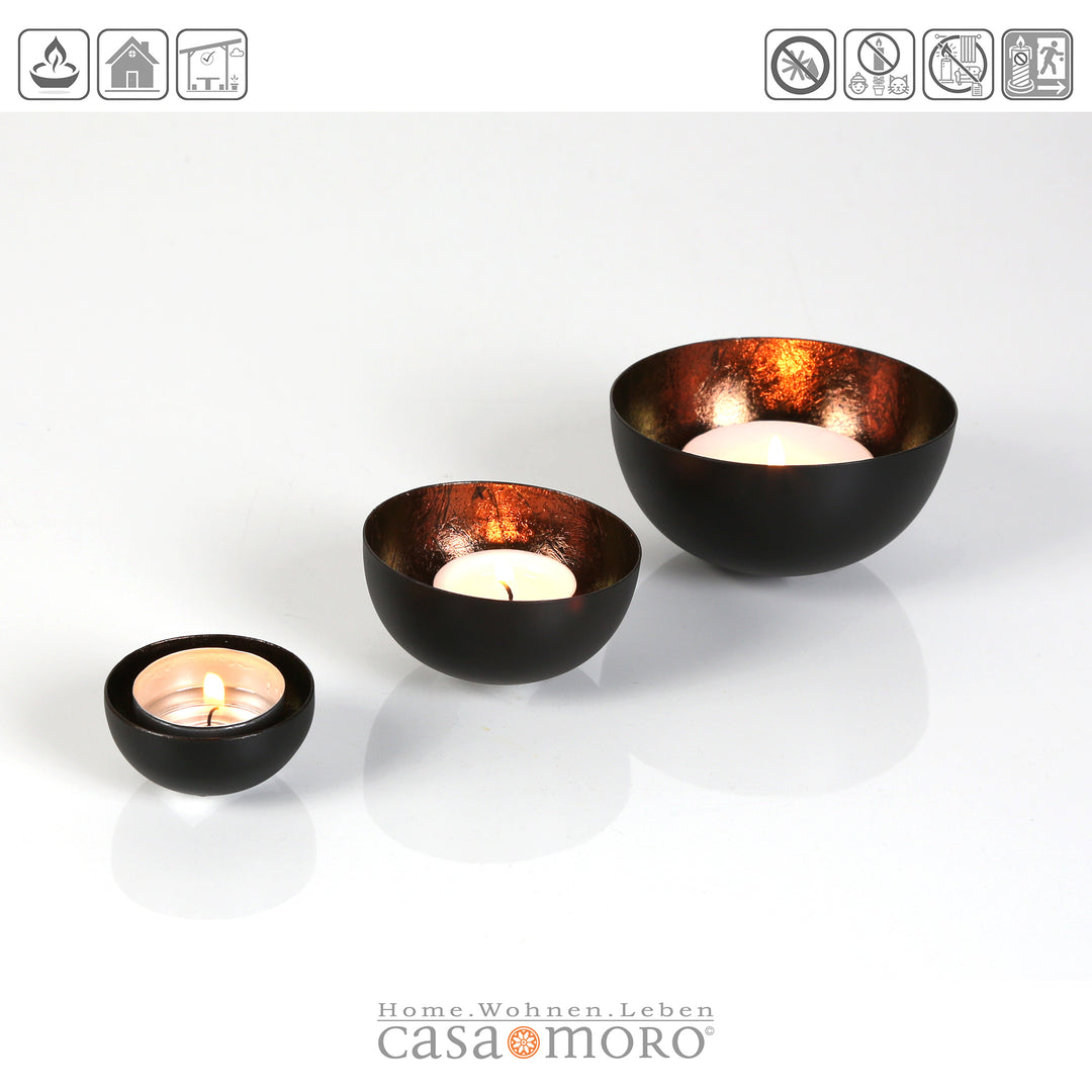 3er Set Teelichthalter Meo Braun