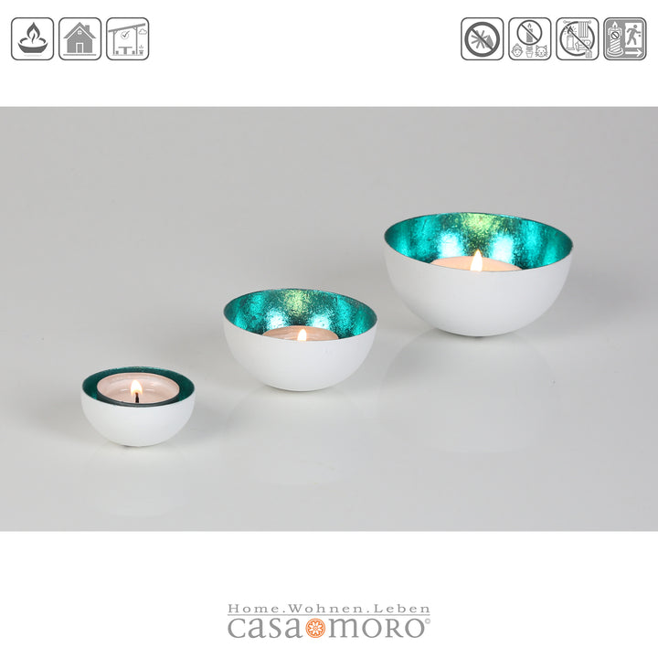 3er Set Teelichthalter Meo Türkis