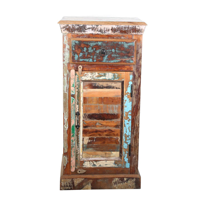 Cassettiera alta in legno di recupero Shabby Chic