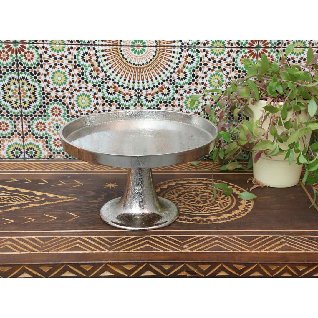 Piatto torta Catania argento con piede