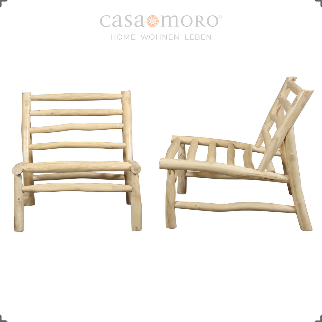Balkon-Sessel aus Teakholz, Lounge-Design für Außenbereiche