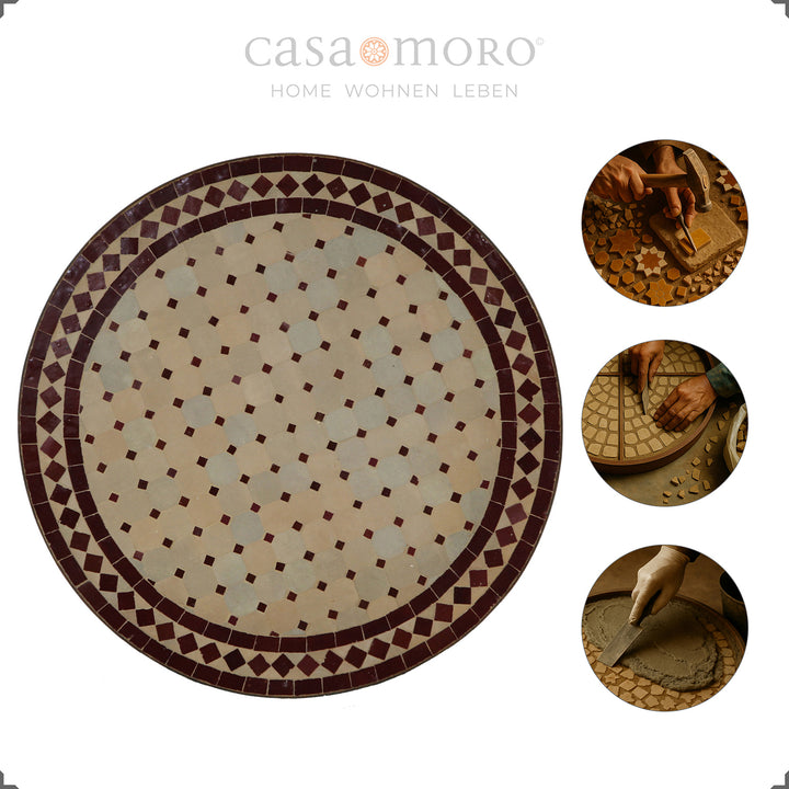 Balkontisch mit 60 cm Durchmesser, Tischhöhe 75 cm – stabil, mediterran und dekorativ