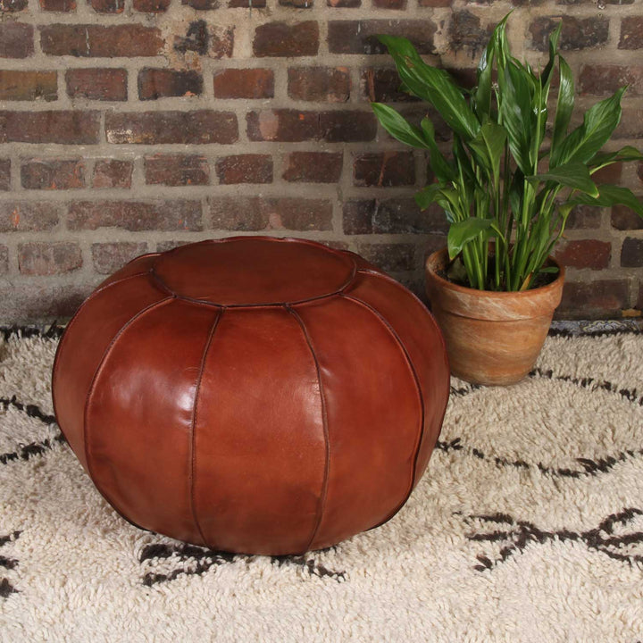 Pouf in vera pelle Yuva caramello