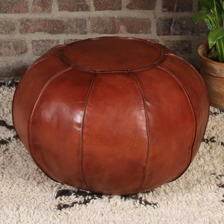 Pouf in vera pelle Yuva caramello