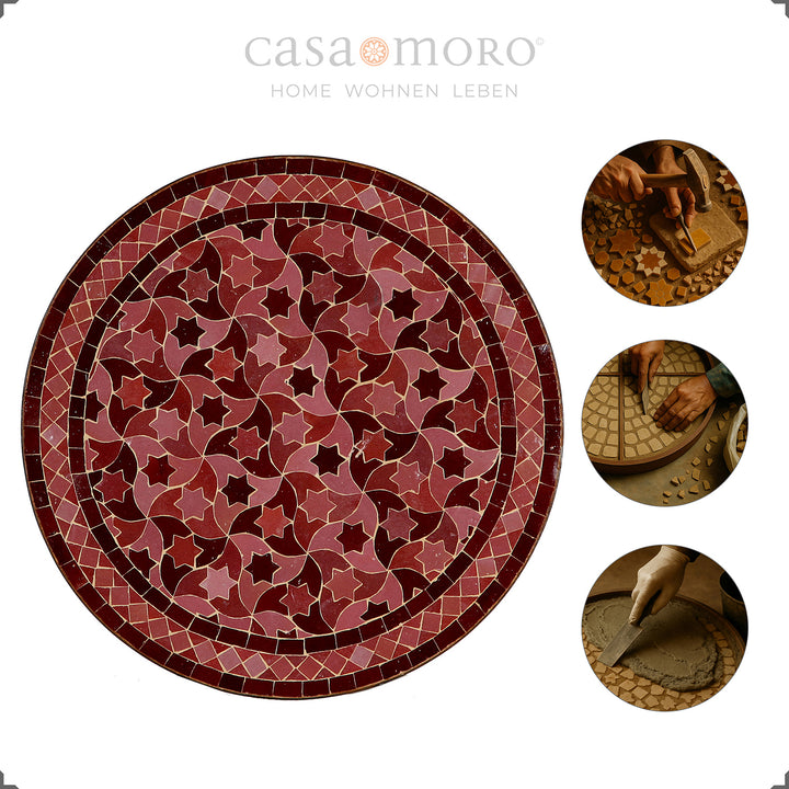 Marokkanischer Esstisch mit runder Zellige-Platte – kompakt und vielseitig nutzbar