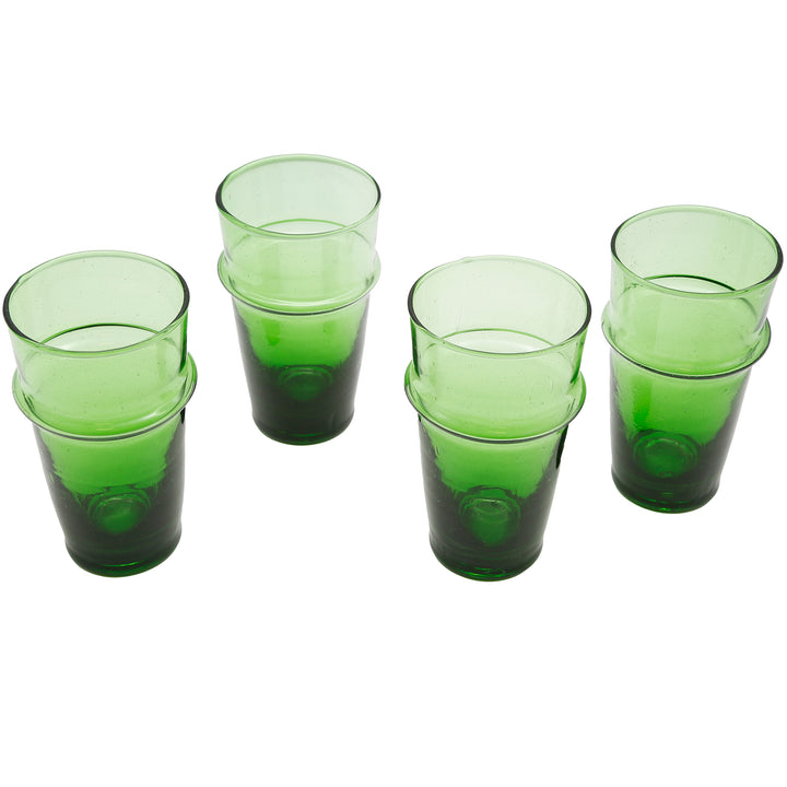 Set di bicchieri verdi in stile autentico: ideale per cocktail, caffè freddo o dessert