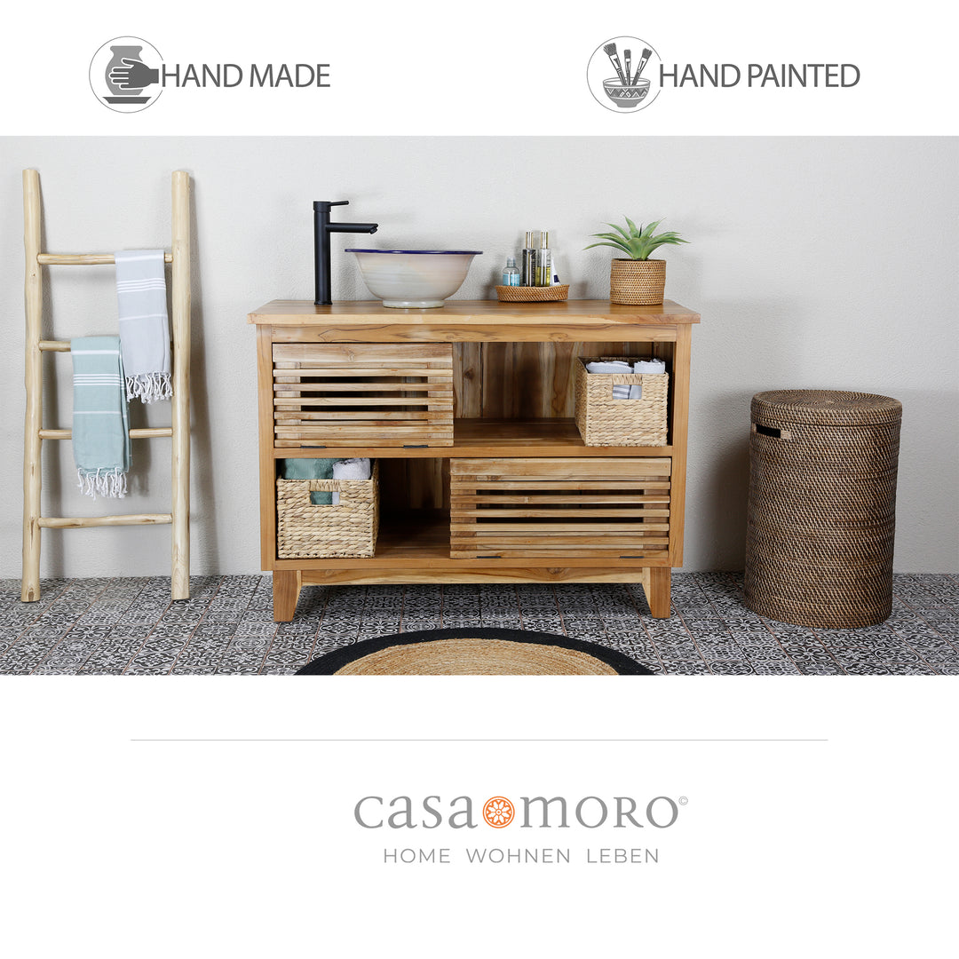 Lavabo da appoggio tondo blu