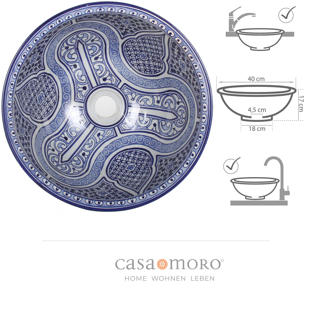 Lavabo in ceramica blu bianco