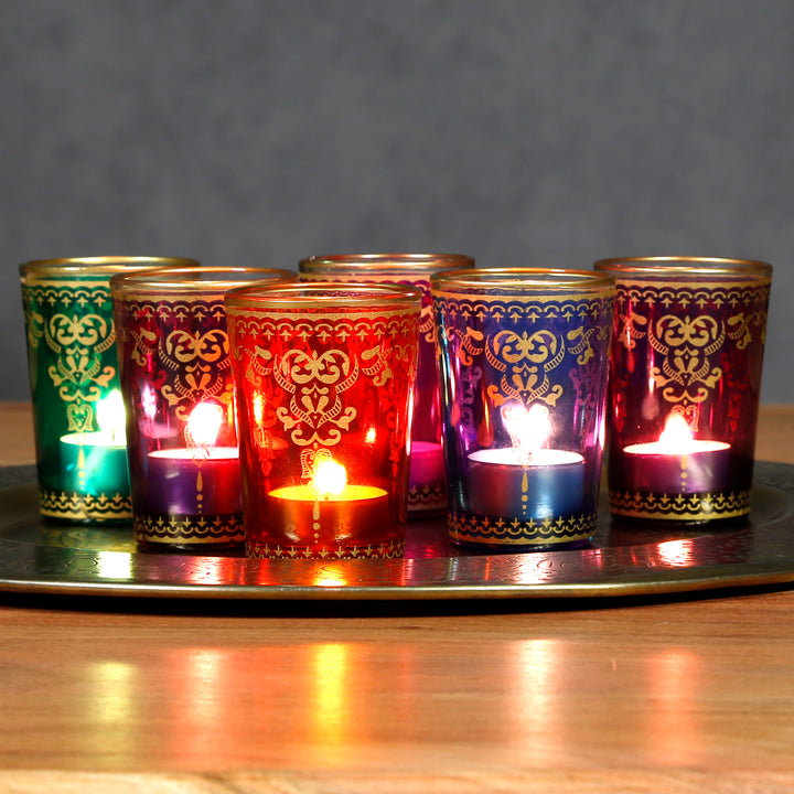 Set di 6 bicchieri porta tealight mix colorato