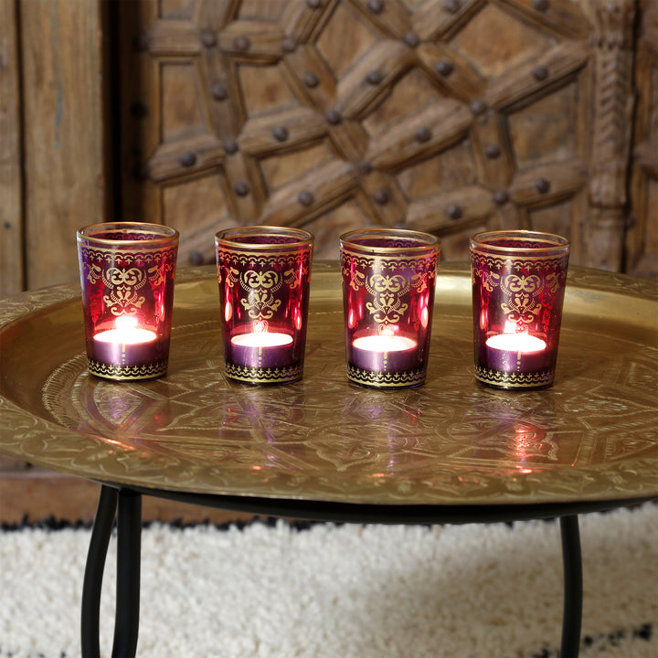 Set da 6 portacandele in vetro viola-viola