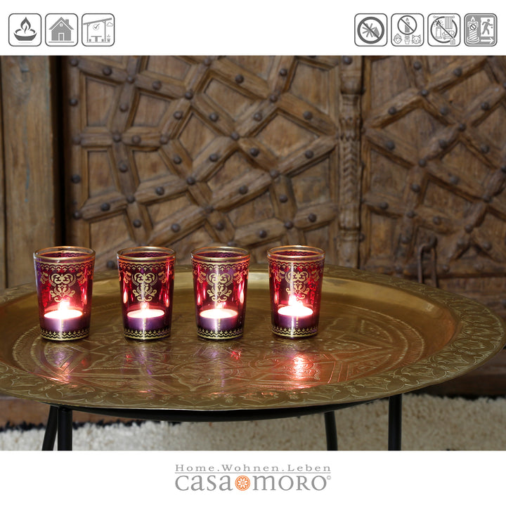Set da 6 portacandele in vetro viola-viola