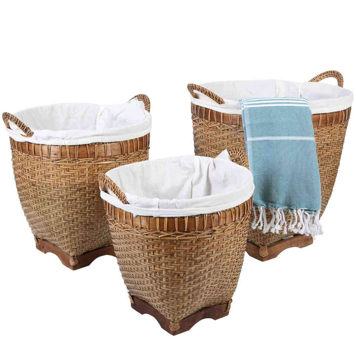 Portabiancheria Lea in rattan con manico
