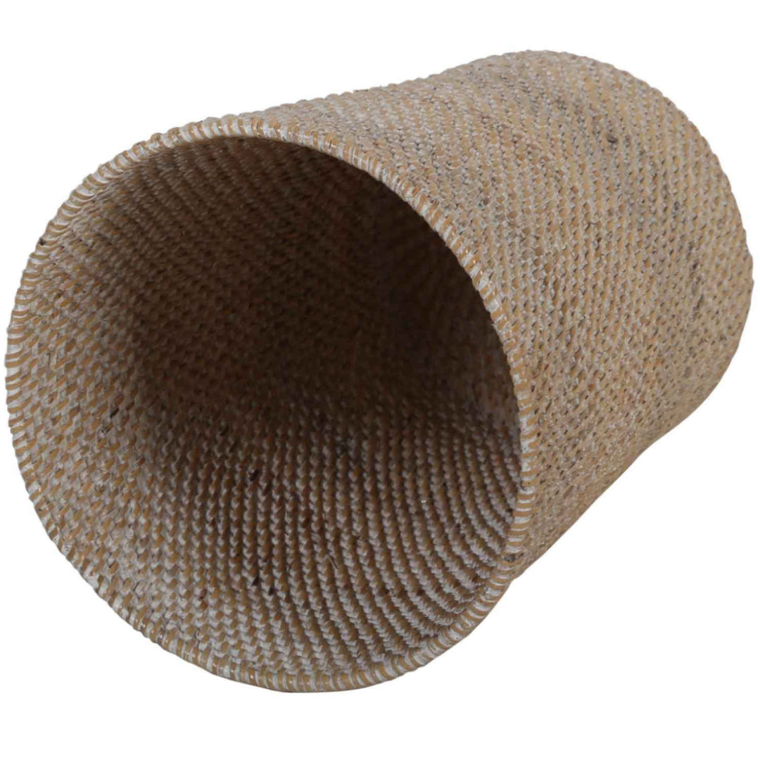 Cestino gettacarte in rattan Nila White Wash
