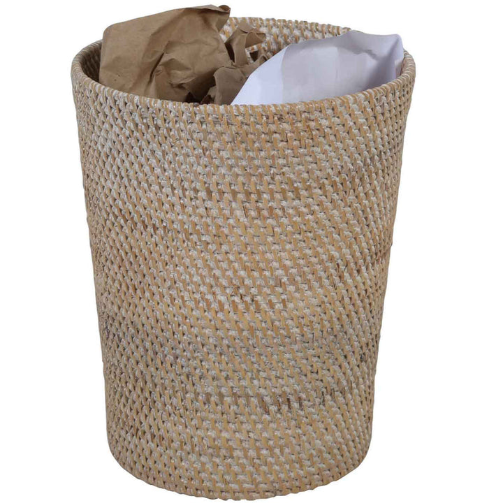 Cestino gettacarte in rattan Nila White Wash