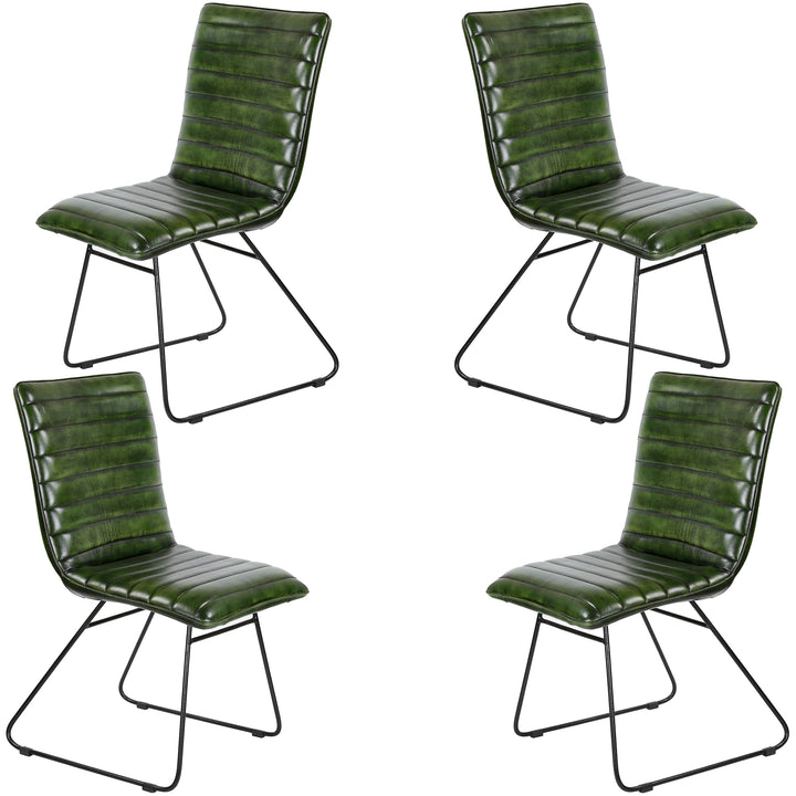 Sedia per sala da pranzo in pelle verde