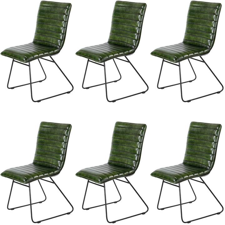 Sedia per sala da pranzo in pelle verde