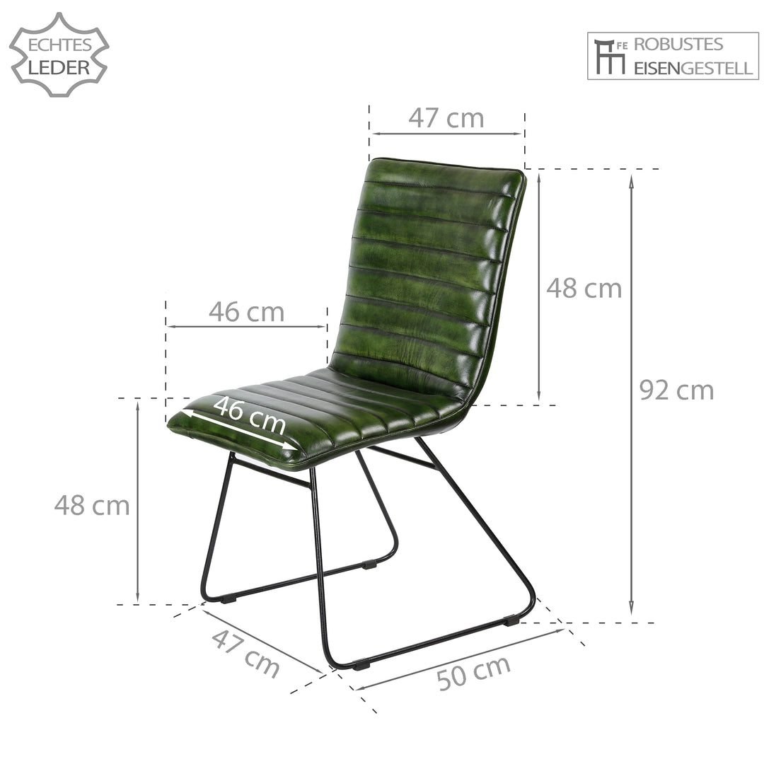 Sedia per sala da pranzo in pelle verde