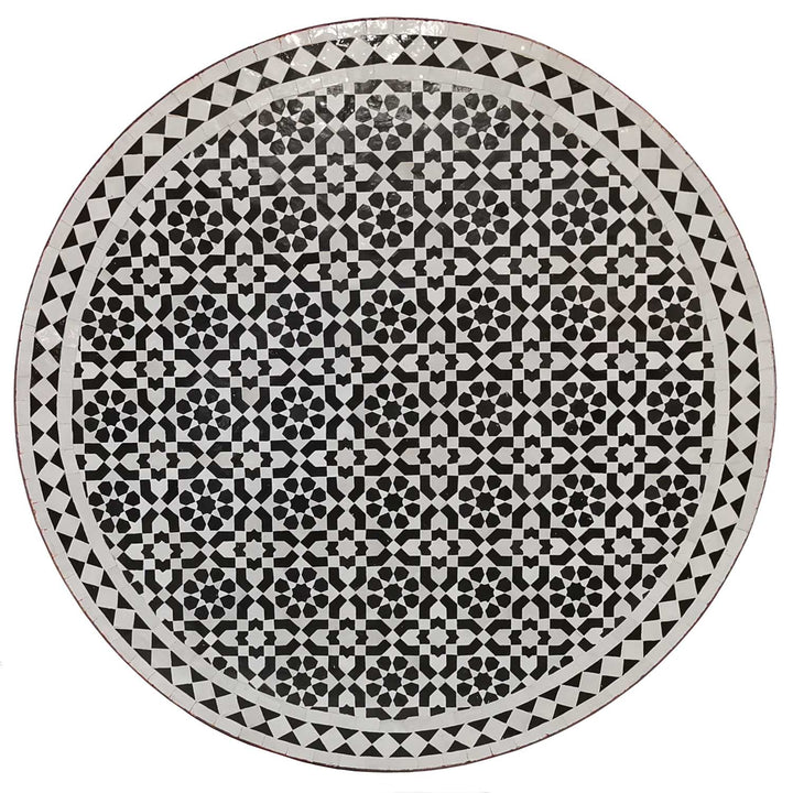Tavolo in mosaico D100 smaltato bianco e nero