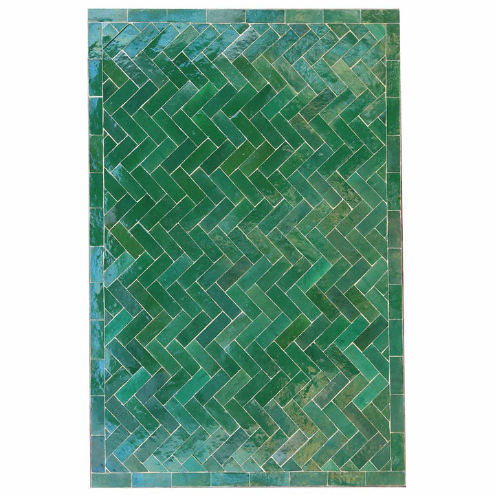 Tavolo da pranzo in mosaico 120x80 smaltato verde