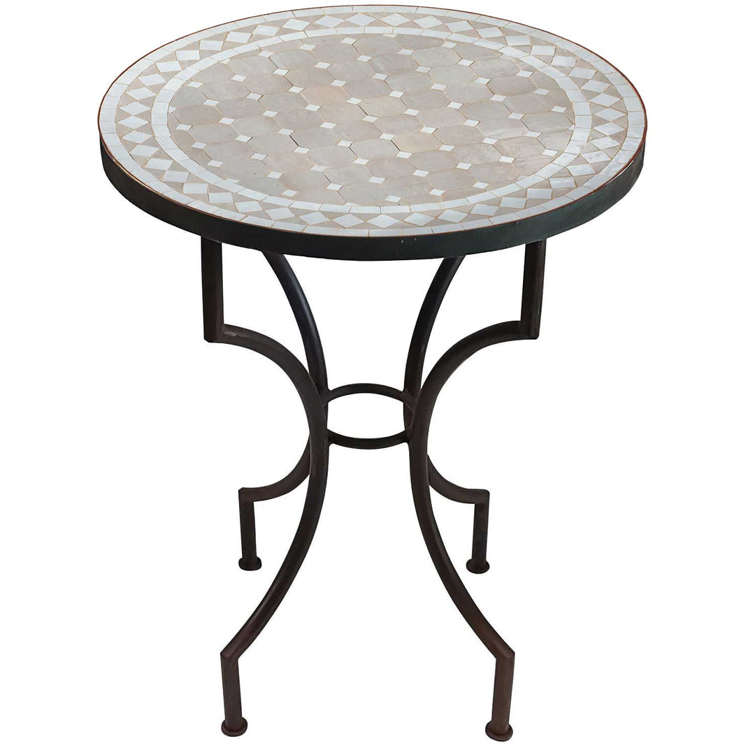 Tavolo mosaico D60 smaltato bianco/diamante