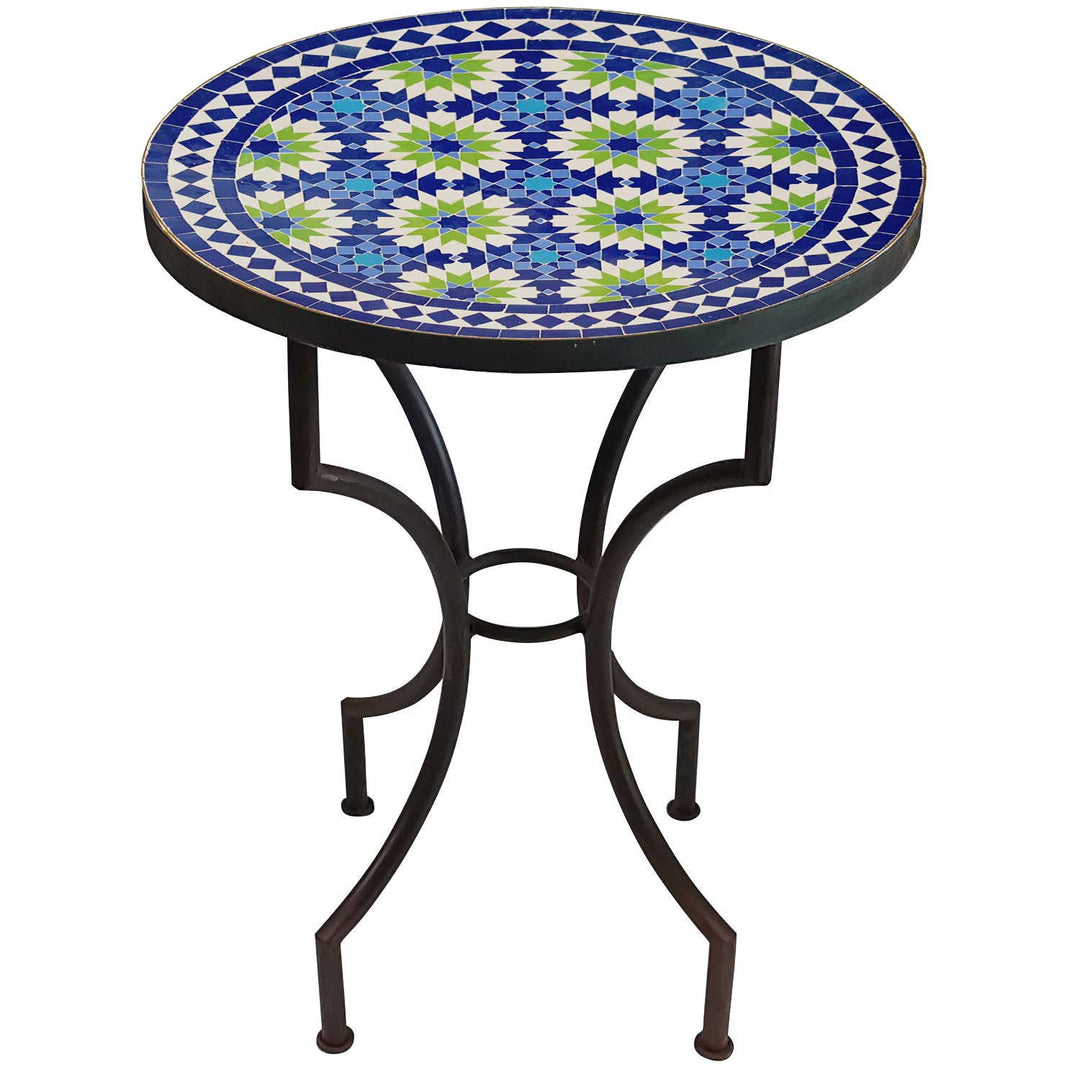 Tavolo in mosaico rotondo Ankabut blu