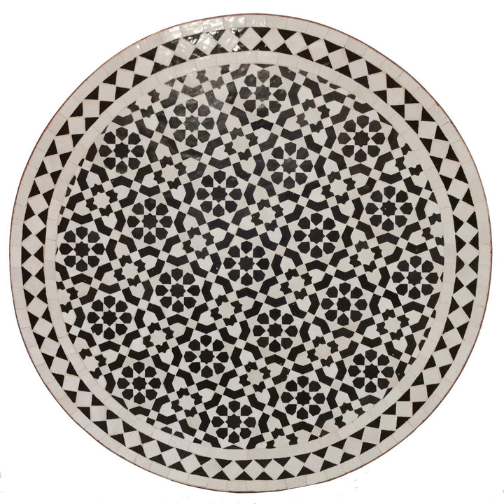 Tavolo in mosaico D80 smaltato bianco e nero