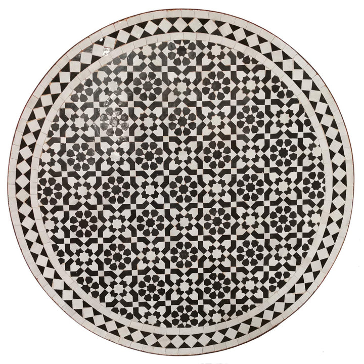 Tavolo in mosaico D90 smaltato bianco e nero
