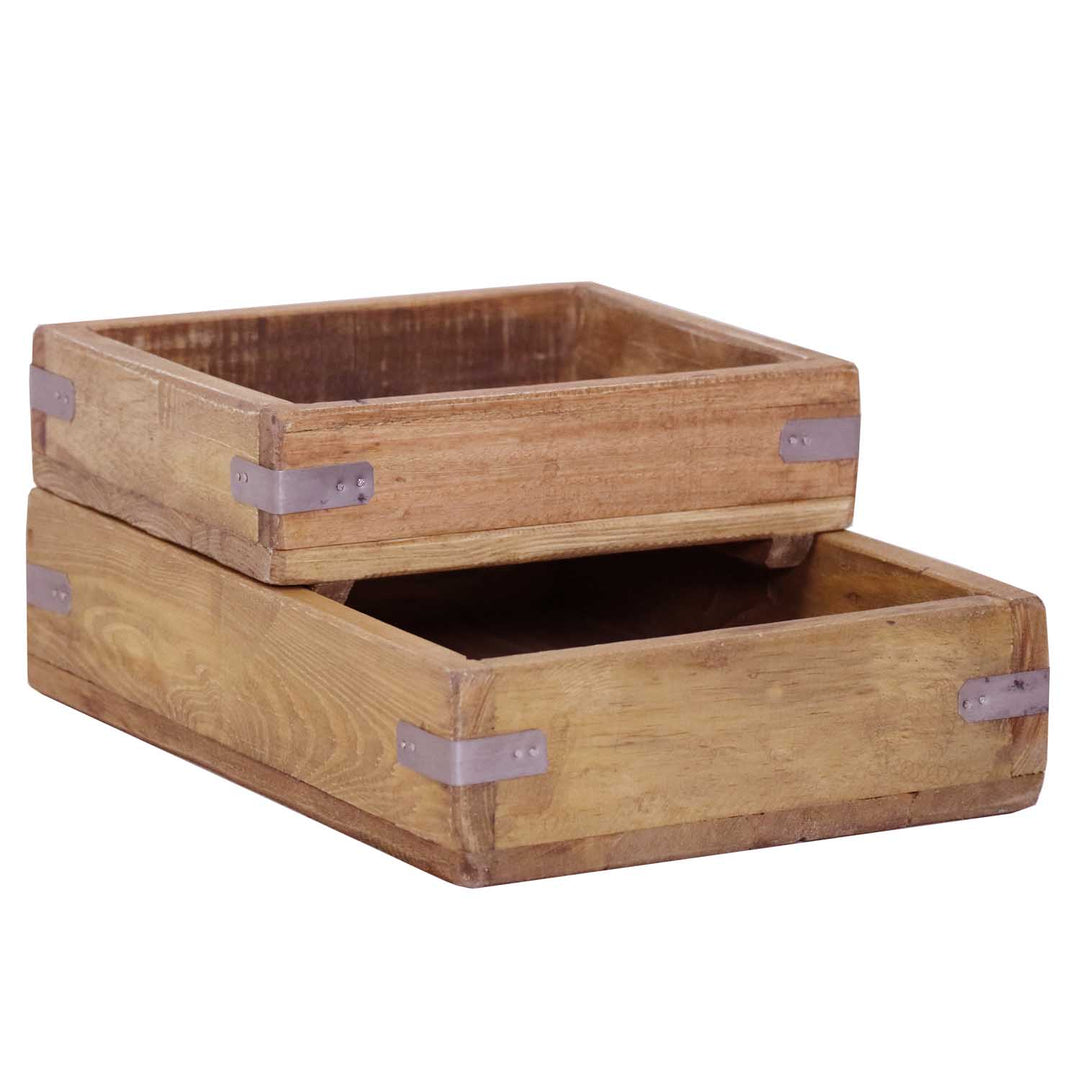 Set di 2 contenitori organizer – teak