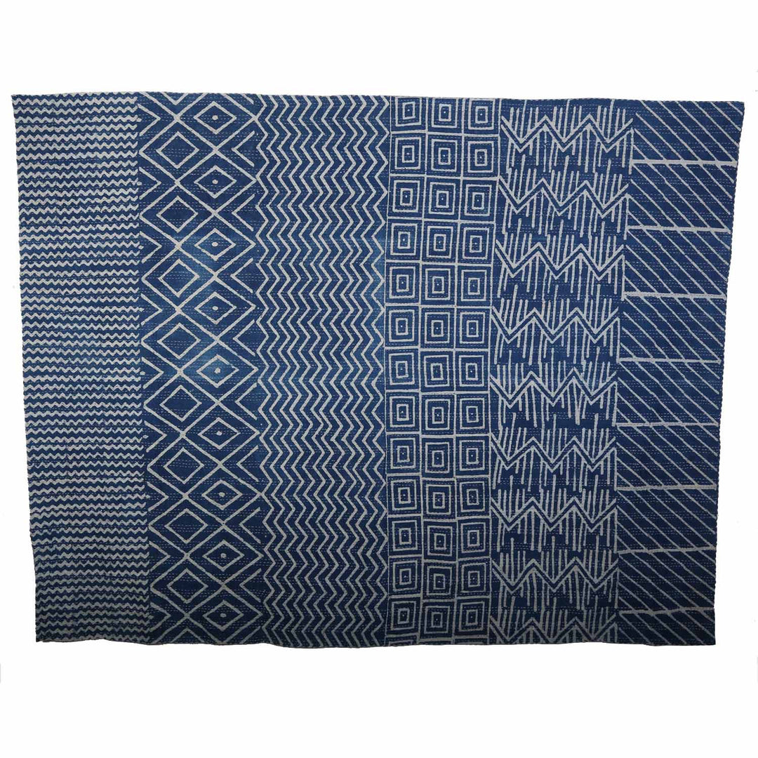 Copriletto etnico Kantha blu