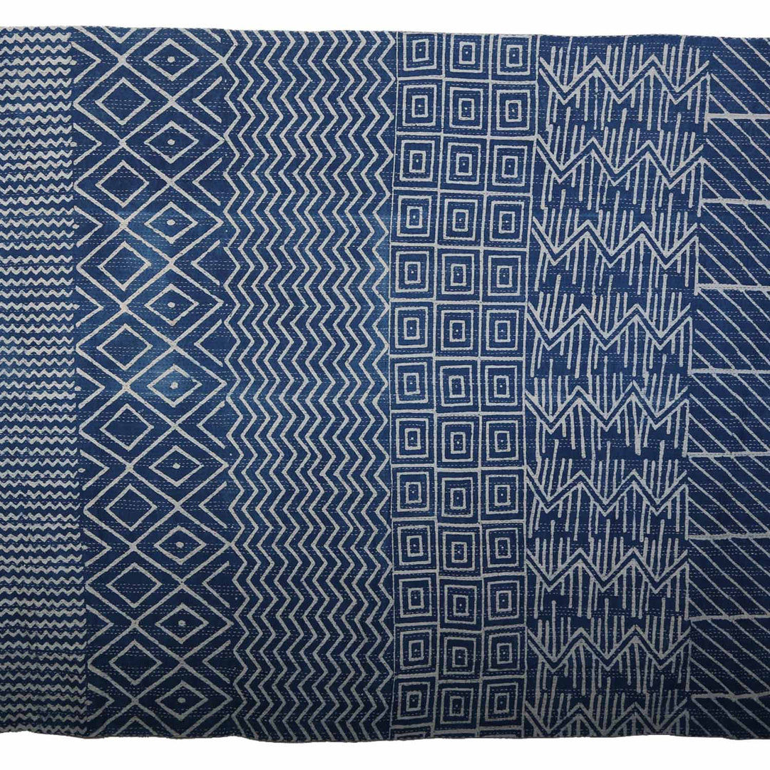 Copriletto etnico Kantha blu
