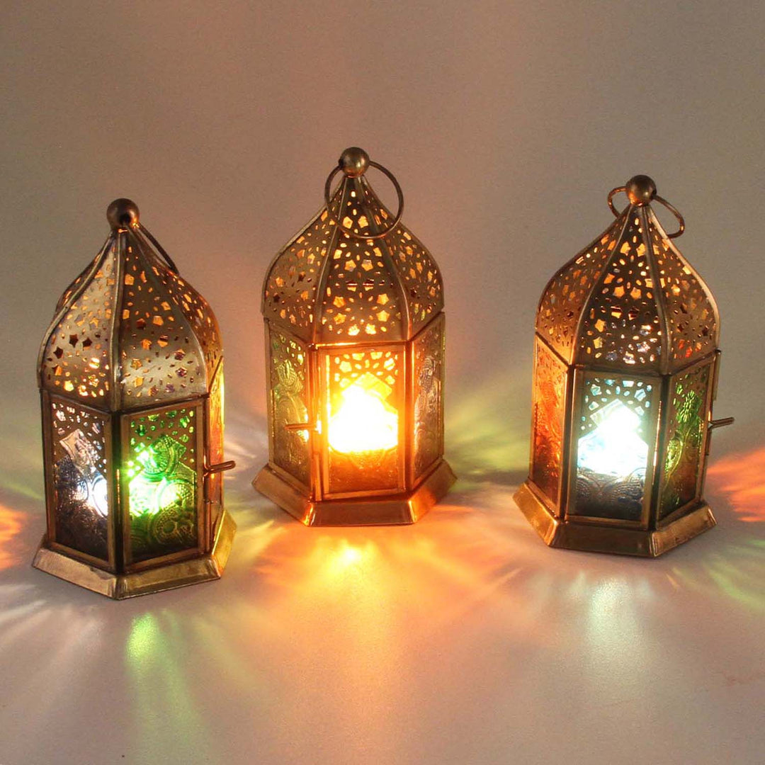 Orientalische Glas-Windlichter Nael Multifarbig 3er Set