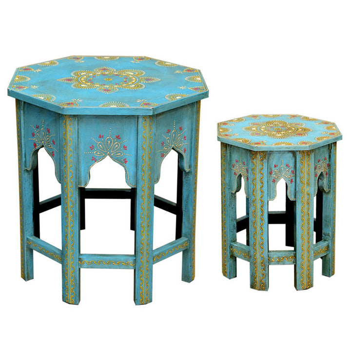 Tavolini orientali Saada Blue set da 2