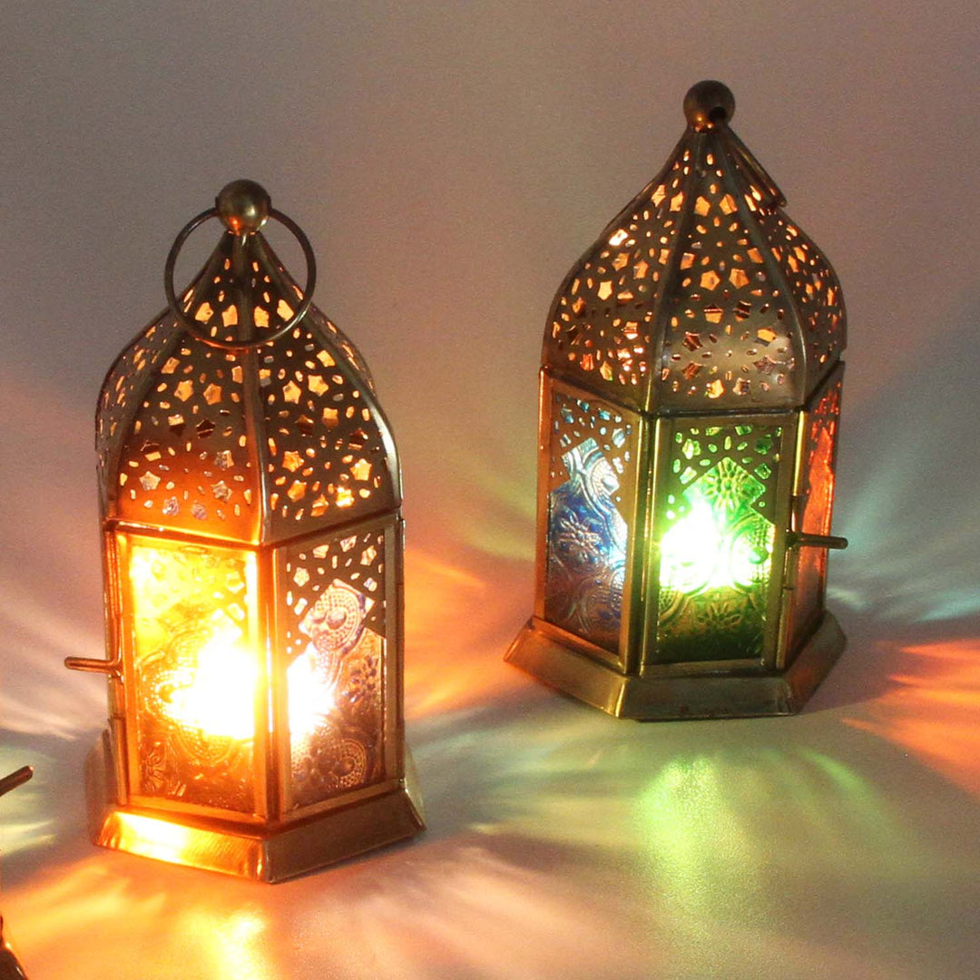 Orientalische Glas-Windlichter Nael Multifarbig 2er Set