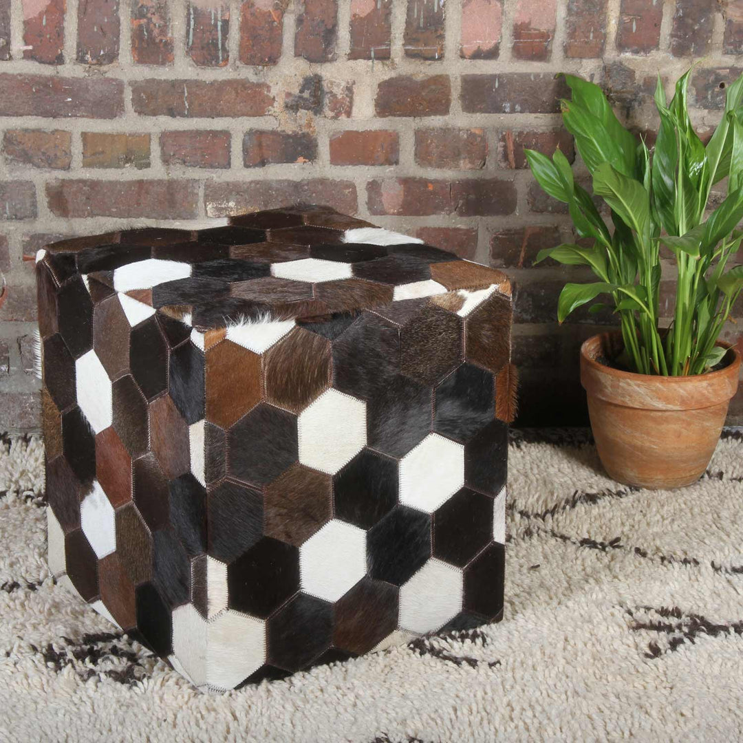 Cuscino seduta in pelle patchwork Vanita