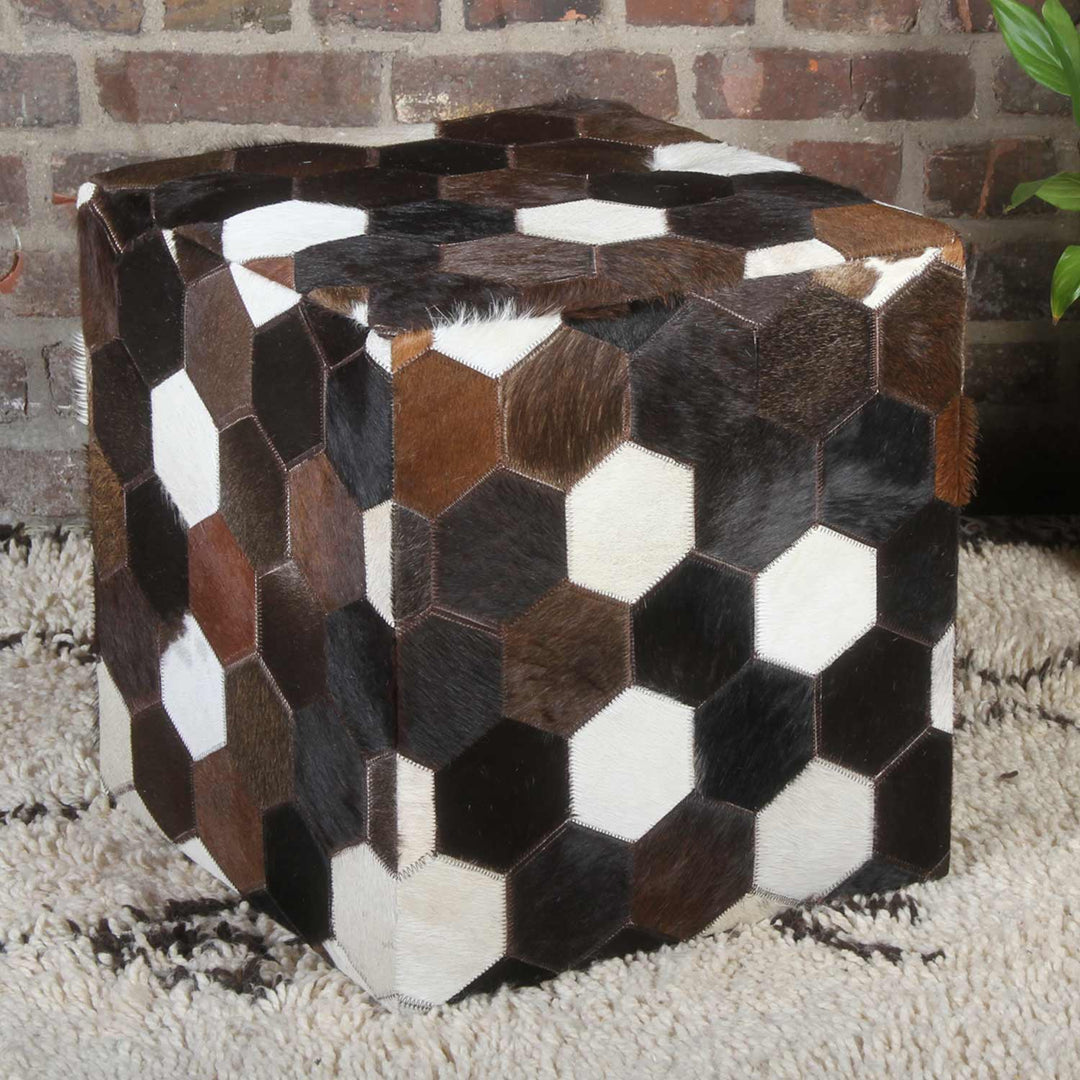 Cuscino seduta in pelle patchwork Vanita