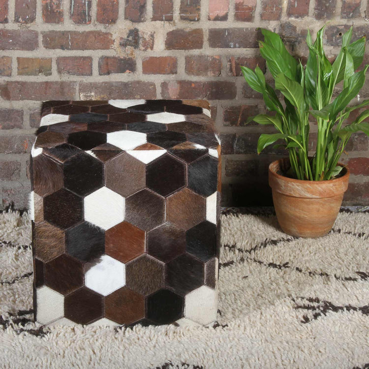 Cuscino seduta in pelle patchwork Vanita