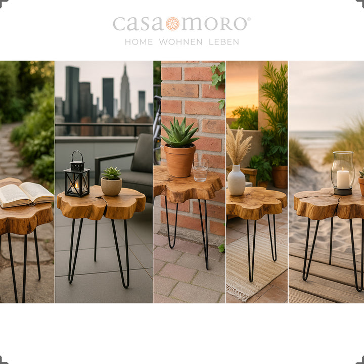 Pflanzenständer aus Teakholz mit Hairpin-Gestell, dekorativ für Indoor & Outdoor