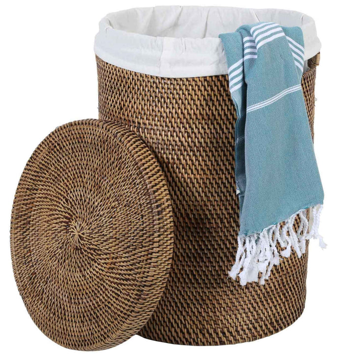 Cesto portabiancheria in rattan Cleo Brown