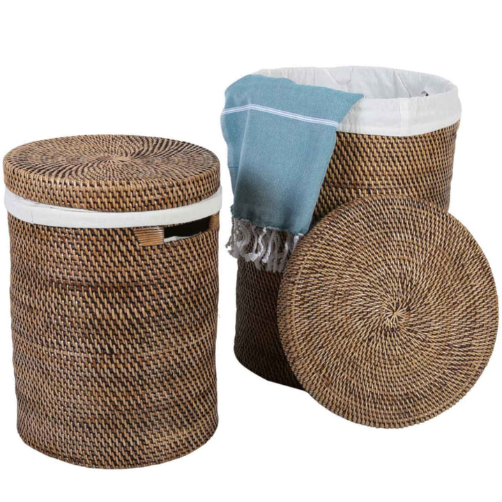 Cesto portabiancheria in rattan Cleo Brown
