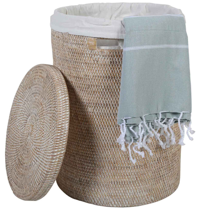 Portabiancheria in rattan Cleo Bianco