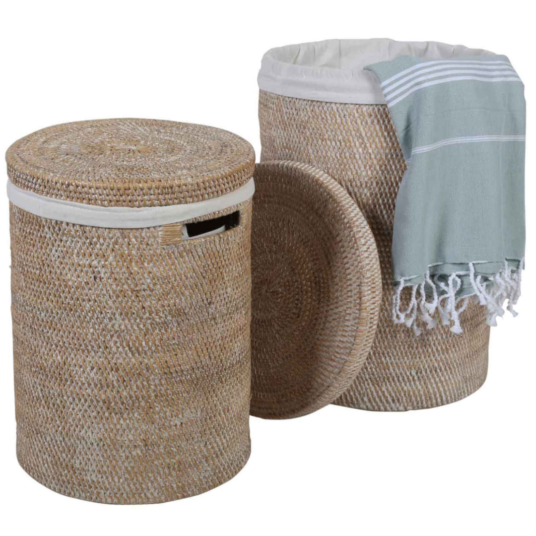 Portabiancheria in rattan Cleo Bianco