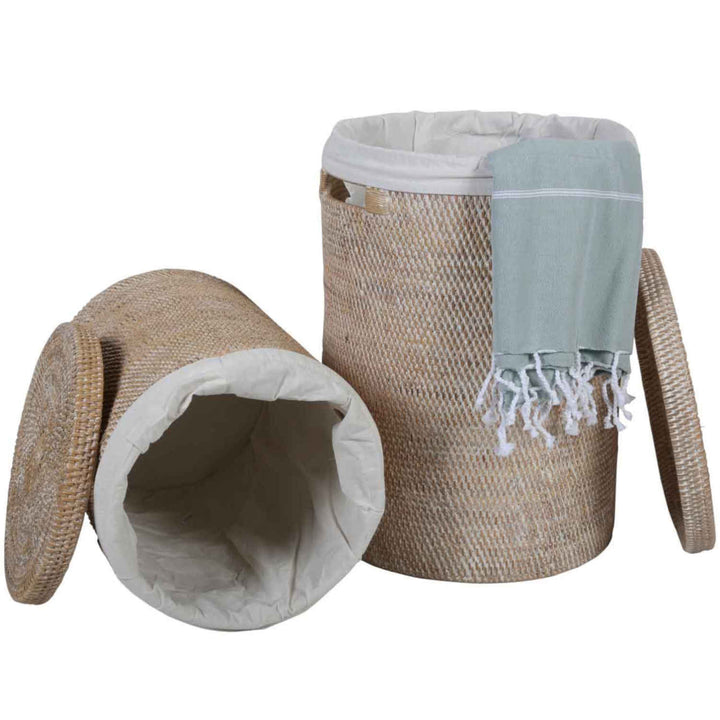 Portabiancheria in rattan Cleo Bianco