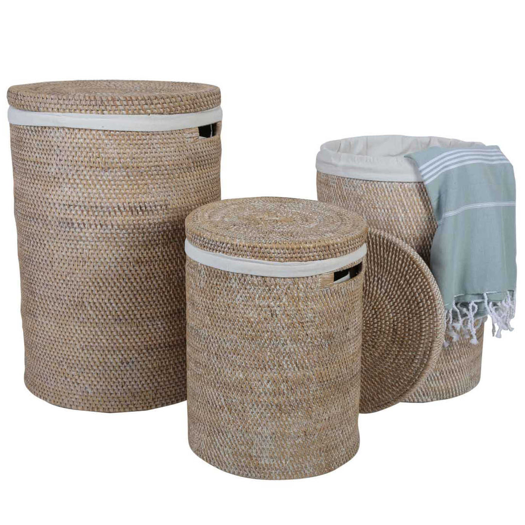 Portabiancheria in rattan Cleo Bianco