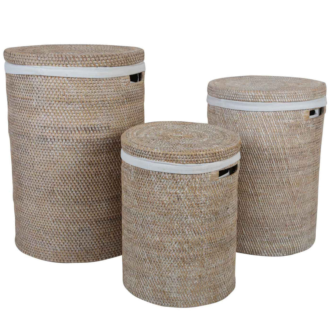 Portabiancheria in rattan Cleo Bianco