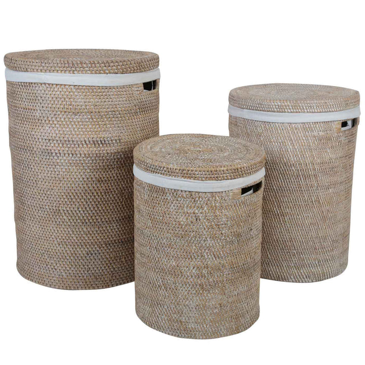 Portabiancheria in rattan Cleo Bianco