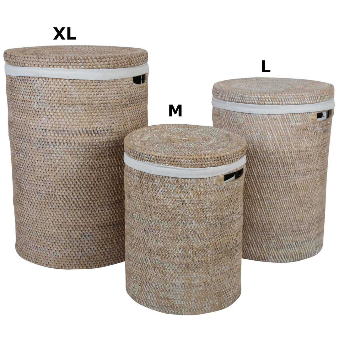 Portabiancheria in rattan Cleo Bianco