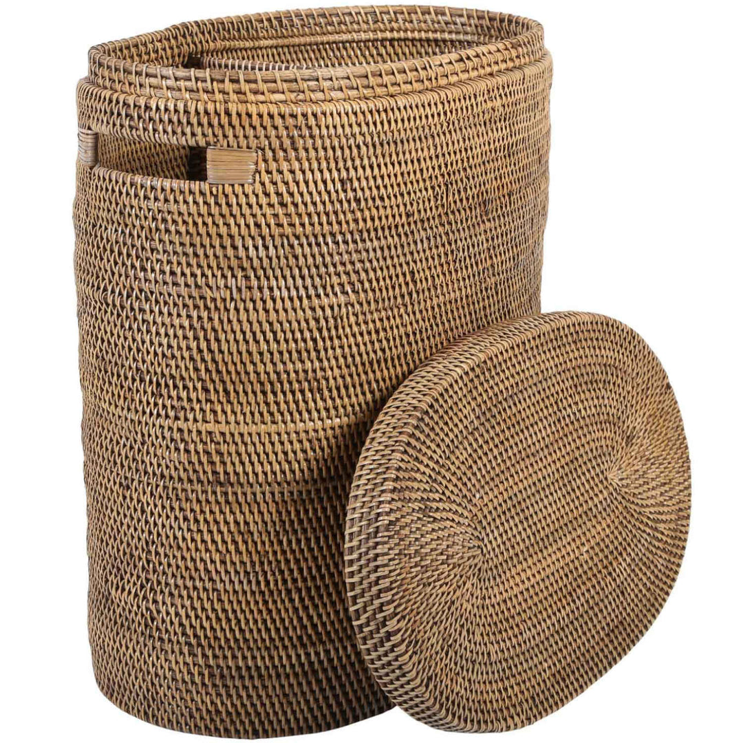 Portabiancheria in rattan Ela con coperchio